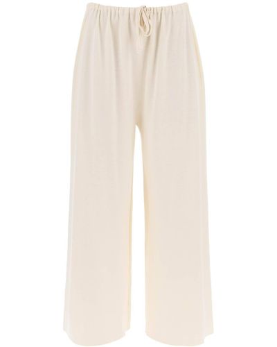 The Row Delphine Knitted Silk-And-Cotton Trousers - Natural