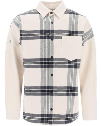 Palm Angels "Plaid Overshirt With Embroidered Logo - White