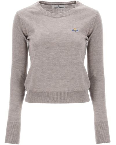 Vivienne Westwood Bea Cardigan With Embroidered Logo - Grey