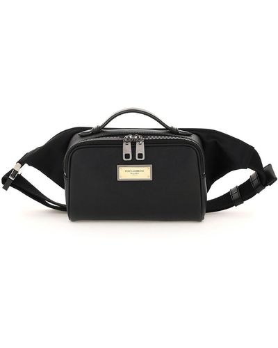 Dolce & Gabbana Leather And Nylon Belt Bag - Black
