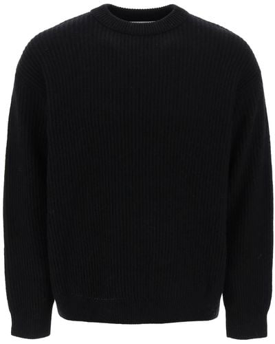 Closed Pullover In Lana Riciclata - Nero