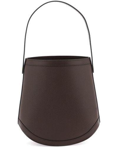 SAVETTE Grained Leather Bucket Bag - Brown