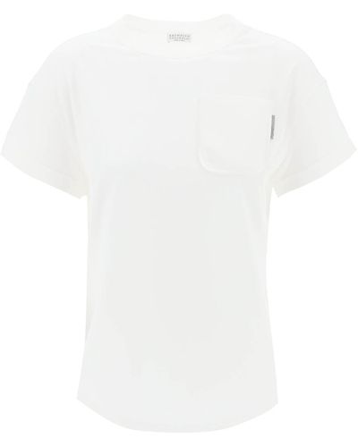 Brunello Cucinelli Boxy Crewneck T Shirt - White