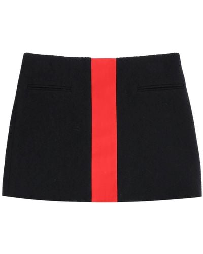 Ferragamo Tweed Mini Skirt With Satin Intarsia - Red
