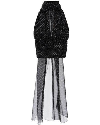 Dolce & Gabbana Top in chiffon con foulard - Nero