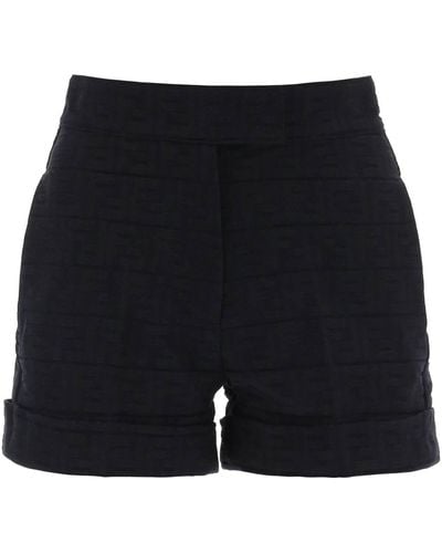 Fendi Ff Denim Shorts - Black