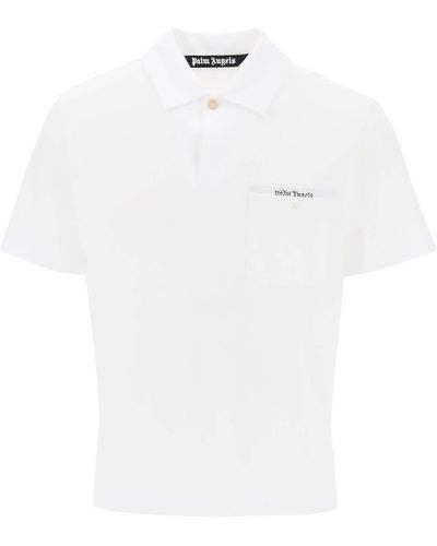 Palm Angels Sartorial Tape Pique Polo Shirt - White