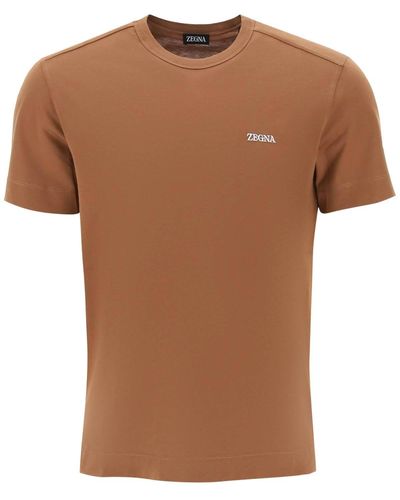 Zegna T Shirt Logo - Marrone