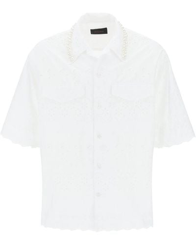Simone Rocha "Scalloped Lace Shirt With Pearl - White