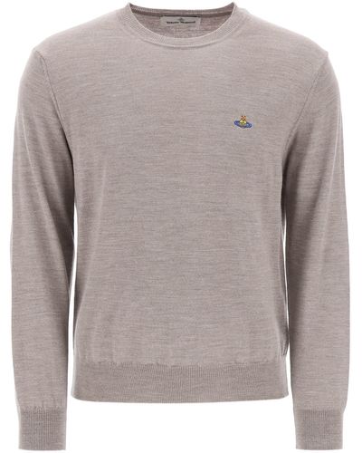 Vivienne Westwood Orb-Embroidered Crew-Neck Sweater - Grey