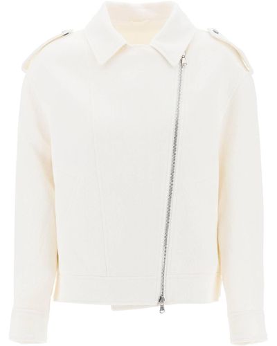 Brunello Cucinelli Cotton Linen Biker Jacket - White