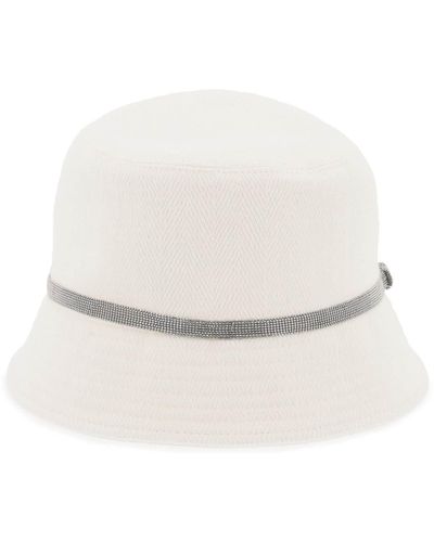 Brunello Cucinelli Cappello Bucket Shiny Band - Bianco