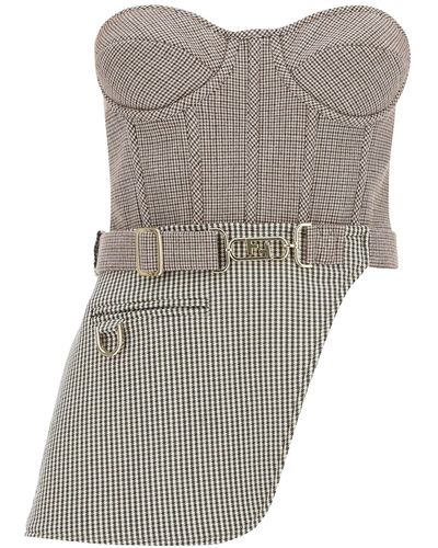 Fendi Wool Bustier Top With Peplum - Grey