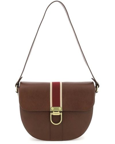 Il Bisonte Leather Shoulder Bag With Ribbon - Brown