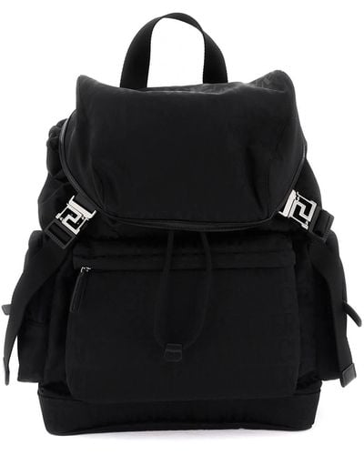 Versace Allover Neo Nylon Backpack - Black