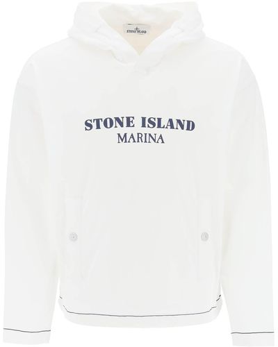Stone Island Marina 'old' Treatment Hooded - White