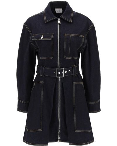 Alexander McQueen Mini abito utility in denim - Nero