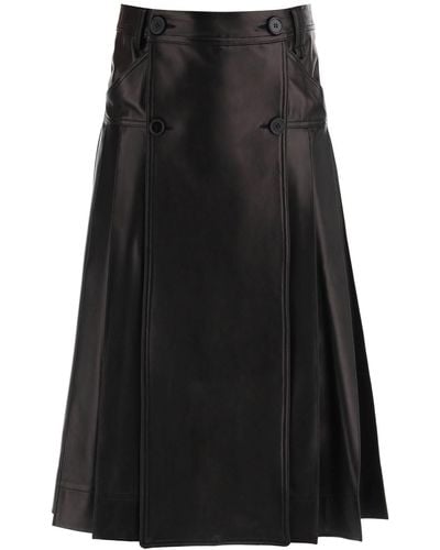 Simone Rocha Pleated Nappa Leather Kilt - Black