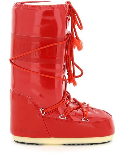 Moon Boot Vinyl Snow Boots Icon - Red