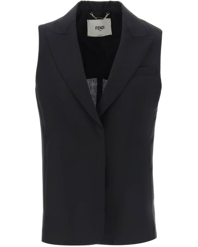 Fendi Kid Mohair Vest For - Black