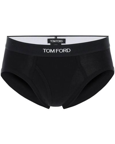 Tom Ford Logo Band Slip Underwear With Elastic - Black