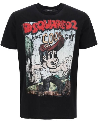 DSquared² T Shirt With Graphic Print - Black