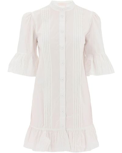 See By Chloé Ee By Chloe Bell Sleeve Shirt Dress In Organic Cotton - White