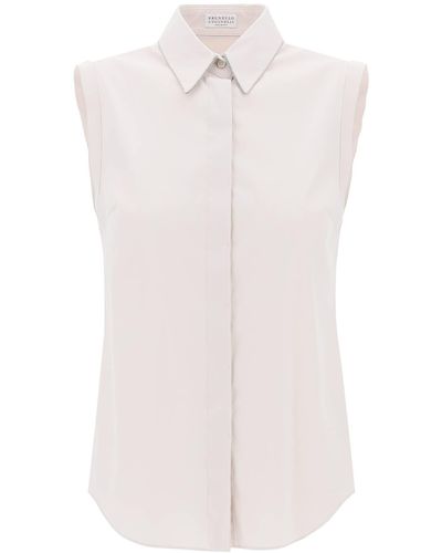 Brunello Cucinelli Sleeveless Shirt With Sh - Pink