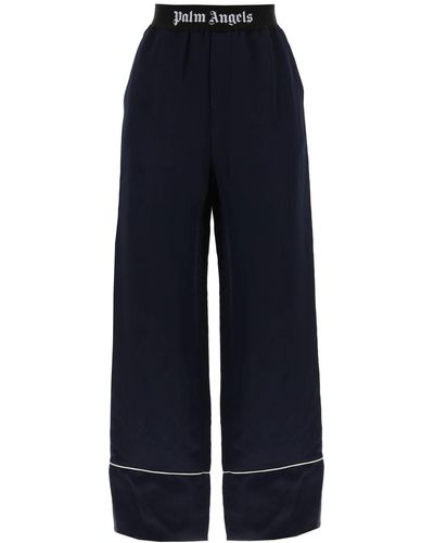 Palm Angels Satin Pyjama Trousers For - Blue