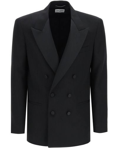 Saint Laurent Double-breasted Tuxedo Jacket - Black