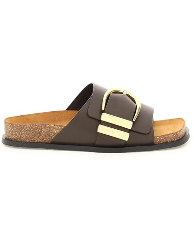 Khaite Thompson Leather Sandals - Brown