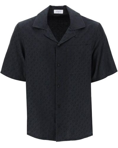 Off-White c/o Virgil Abloh Silk-cotton Short Sleeve Shirt - Black