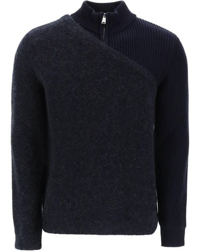 Fendi Two-tone Wool-and-alpaca Sweater - Blue
