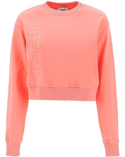 Fendi Crew-Neck Cropped Sweatshirt - Pink