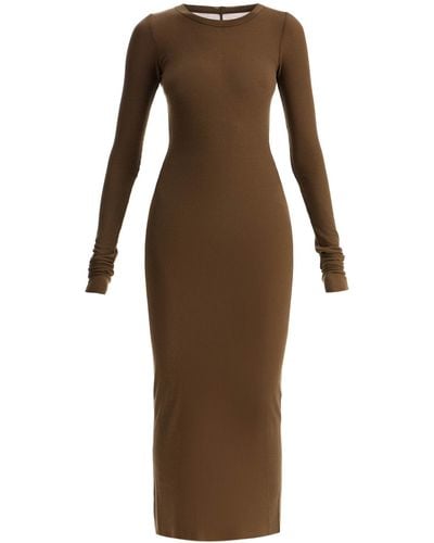 Rick Owens Long Fitted Jersey Dress - Brown