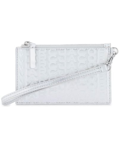 Marc Jacobs Portafoglio Da Polso 'The Metallic Top Zip Wristlet Wallet' - Bianco