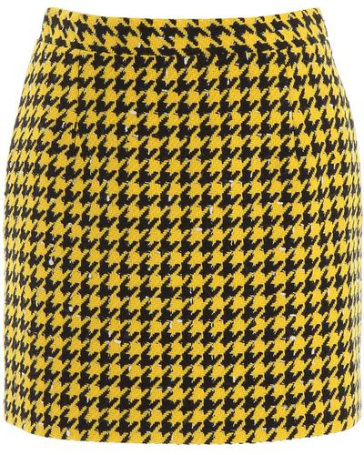 Alessandra Rich Houndstooth Mini Skirt - Yellow