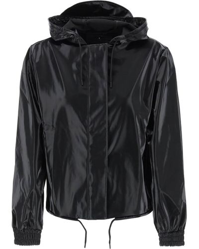 Rains Hooded Rain Jacket With - Black