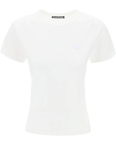 Acne Studios T-shirt girocollo con patch logo - Bianco