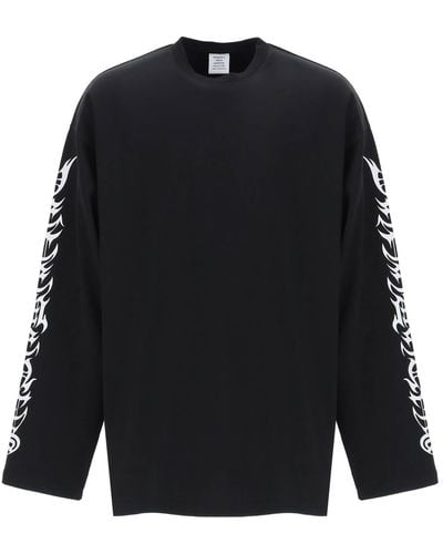 Vetements Gothic Logo Long Sleeve T-shirt - Black