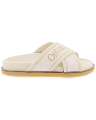 Off-White c/o Virgil Abloh Off- Embroidered Logo Slides With - Natural