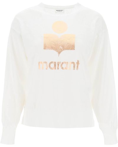 Isabel Marant T-shirt Klowia in lino con logo metallico - Bianco
