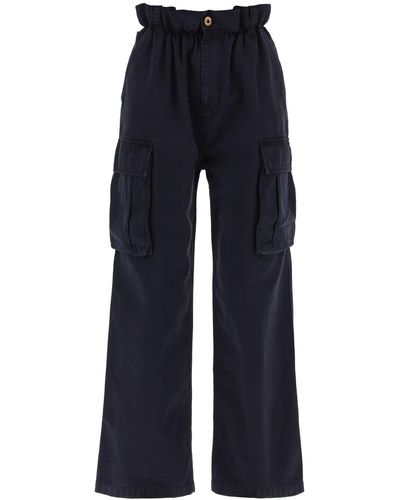 Miu Miu Cotton Cargo Paperbag Trousers With - Blue