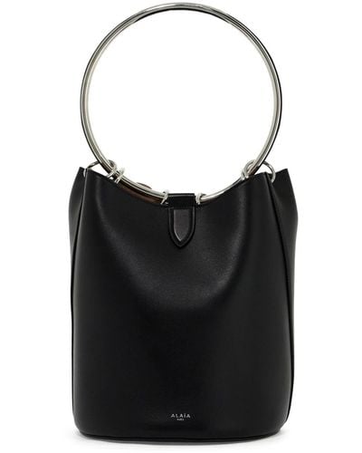 Alaïa Leather Ring Bucket Bag With Lar Design - Black