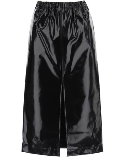 Maison Margiela Four-stitch Patent Leather Midi Skirt - Black