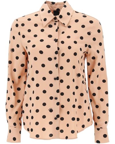 Pinko 'smorzare' Shirt In Stretch Georgette With Polka Dot Motif - Pink