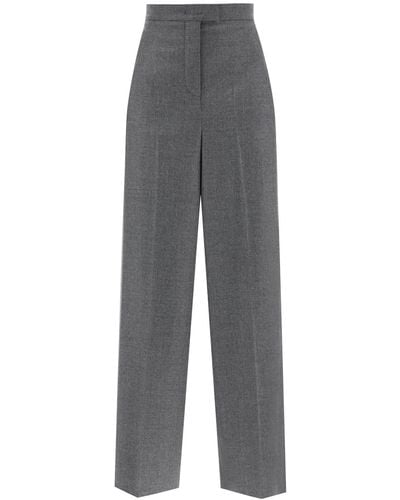 Fendi Melange Wool Palazzo Trousers - Grey