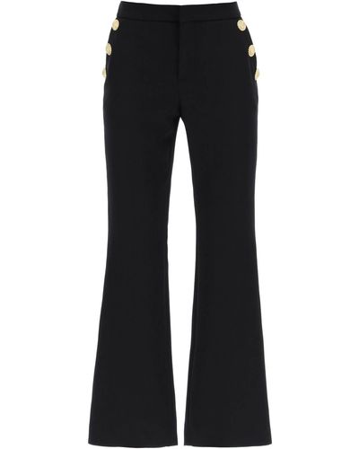 Balmain Flared Trousers With Embossed Buttons - Blue