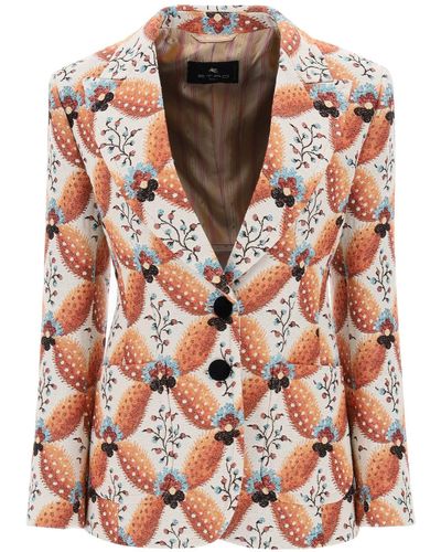 Etro Jacquard Jacket With Floral Motif - Pink
