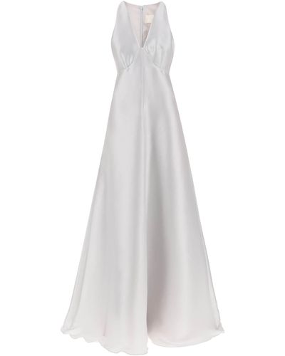 Max Mara 'Radure' Satin Long Dress - White